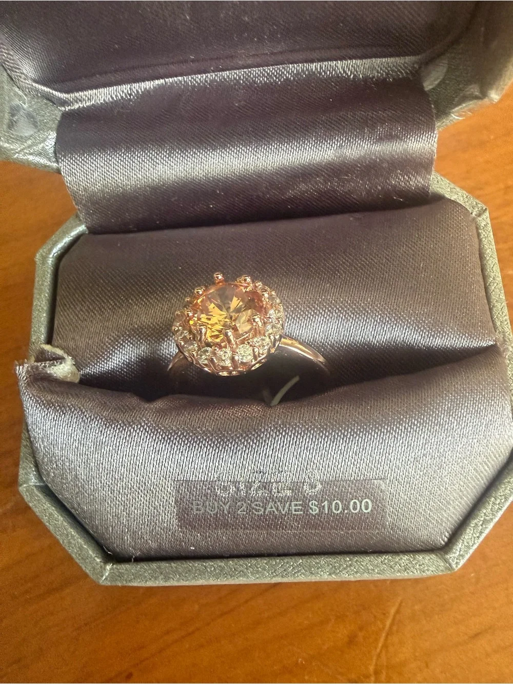 Rose Gold Halo Cocktail Ring with Champagne Center Stone